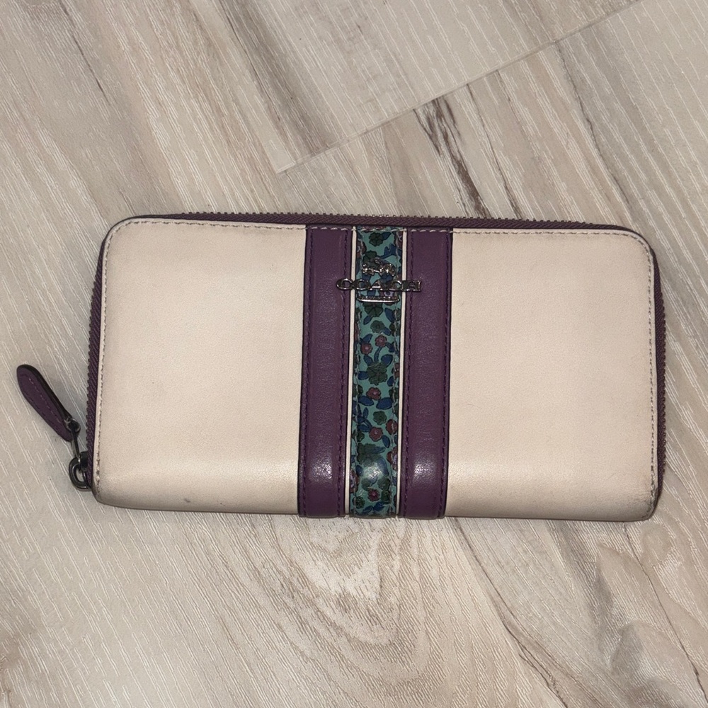 Coach Cream & Purple Wallet